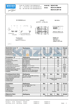 BE24-2A-2B66-M datasheet - BE Reed Relays