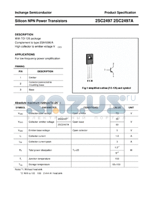 2SC2497 datasheet - Silicon NPN Power Transistors