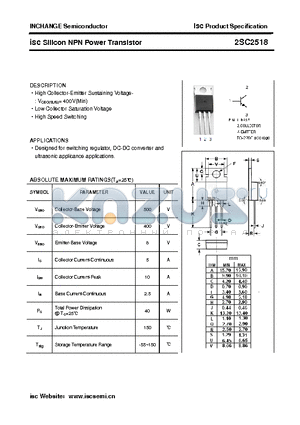 2SC2518 datasheet - isc Silicon NPN Power Transistor