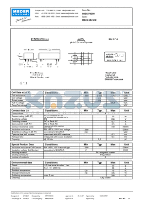 BE24-3A74-M datasheet - BE Reed Relays