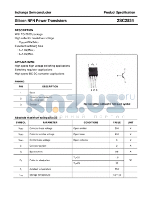 2SC2534 datasheet - Silicon NPN Power Transistors