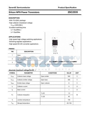 2SC2535 datasheet - Silicon NPN Power Transistors