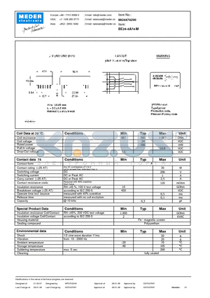 BE24-4A74-M datasheet - BE Reed Relay