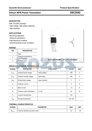 2SC2542 datasheet - Silicon NPN Power Transistors