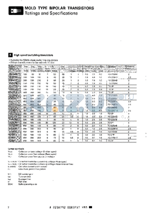 2SC2542 datasheet - MOLD TYPE BIPOLAR TRANSISTORS