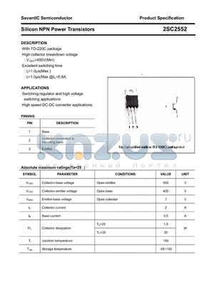 2SC2552 datasheet - Silicon NPN Power Transistors