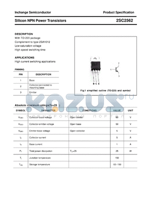 2SC2562 datasheet - Silicon NPN Power Transistors
