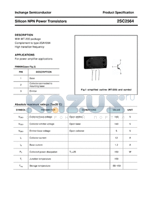 2SC2564 datasheet - Silicon NPN Power Transistors