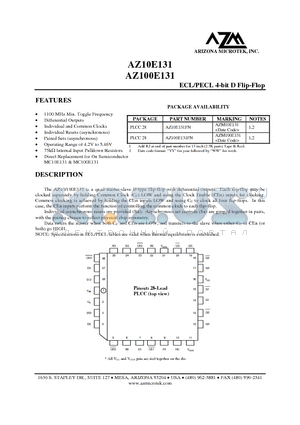 AZ10E131 datasheet - ECL/PECL 4-bit D Flip-Flop