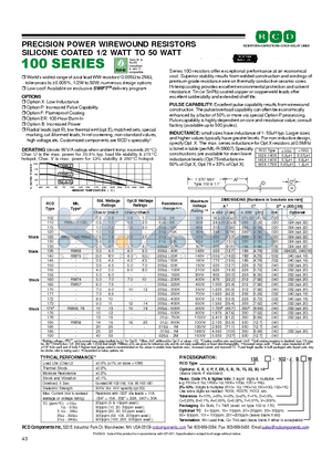 13518-1R0 datasheet - PRECISION POWER WIREWOUND RESISTORS SILICONE COATED 1/2 WATT TO 50 WATT