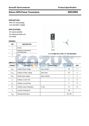 2SC2594 datasheet - Silicon NPN Power Transistors