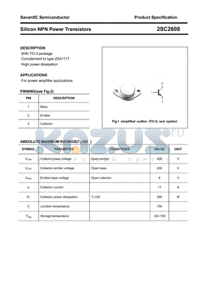 2SC2608 datasheet - Silicon NPN Power Transistors