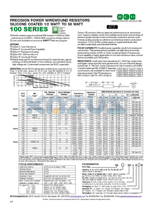 13522-R0075 datasheet - PRECISION POWER WIREWOUND RESISTORS SILICONE COATED 1/2 WATT TO 50 WATT