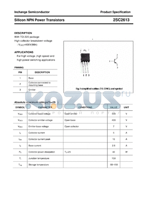 2SC2613 datasheet - Silicon NPN Power Transistors