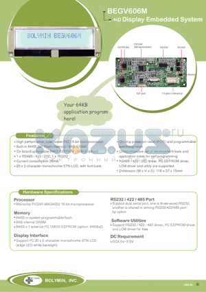 BEGV606M2 datasheet - Display Embedded System