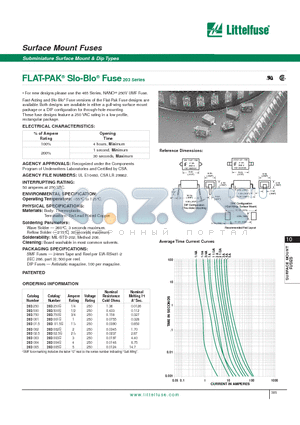 203001 datasheet - Surface Mount Fuses - Subminiature Surface Mount & Dip Types