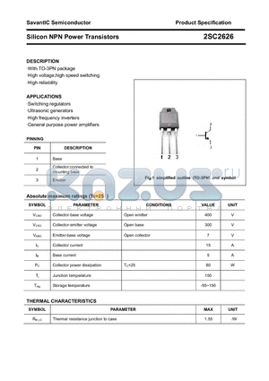 2SC2626 datasheet - Silicon NPN Power Transistors