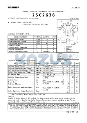 2SC2638 datasheet - TRANSISTOR (VHF BAND POWER AMPLIFIER APPLICATIONS)