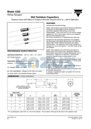 135D106X0050C2 datasheet - Tantalum-Case with Glass-to-Tantalum Hermetic Seal For-55`C to  200`C Operation