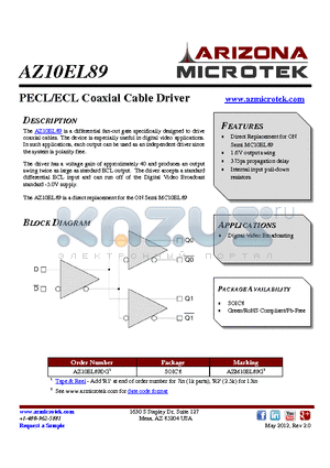 AZ10EL89 datasheet - PECL/ECL Coaxial Cable Driver