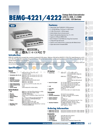 BEMG-4222 datasheet - Energy Data Concentrator with 6 x USB, 4 x COM/ 8 x COM, 128 Devices