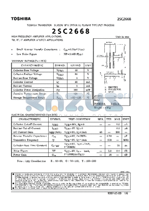 2SC2668 datasheet - TRANSISTOR (HIGH FREQUENCY, FM, RF, IF AMPLIFIER APLIFIER APPLICATIONS