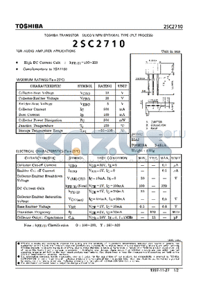 2SC2710 datasheet - TRANSISTOR (FOR AUDIO AMPLIFIER APPLICATIONS)