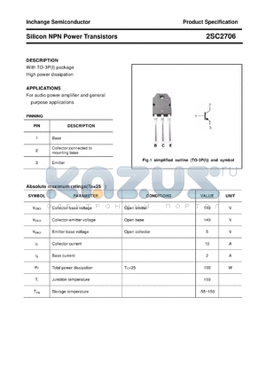 2SC2706 datasheet - Silicon NPN Power Transistors