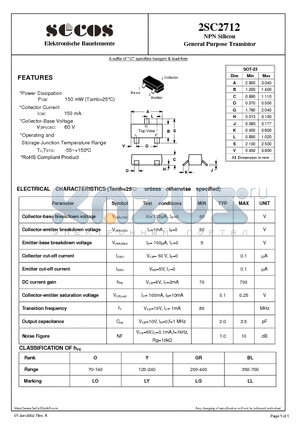 2SC2712 datasheet - NPN Silicon General Purpose Transistor