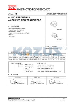 2SC2712G-X-AE3-R datasheet - AUDIO FREQUENCY AMPLIFIER NPN TRANSISTOR