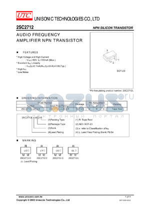 2SC2712L-G-AE3-R datasheet - AUDIO FREQUENCY AMPLIFIER NPN TRANSISTOR