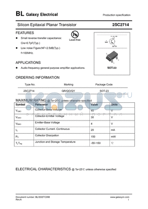2SC2714 datasheet - Silicon Epitaxial Planar Transistor