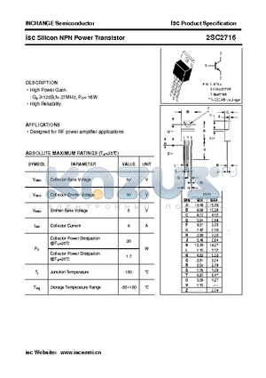 2SC2716 datasheet - isc Silicon NPN Power Transistor