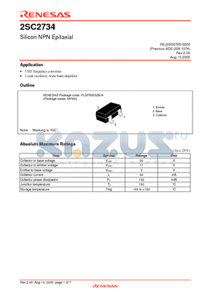 2SC2734 datasheet - Silicon NPN Epitaxial