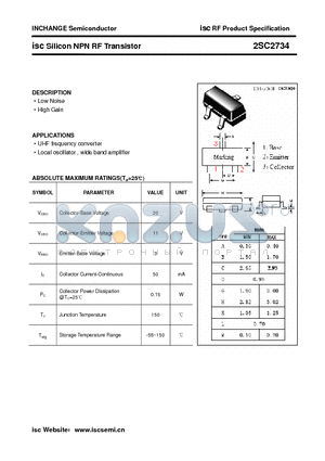 2SC2734 datasheet - isc Silicon NPN RF Transistor