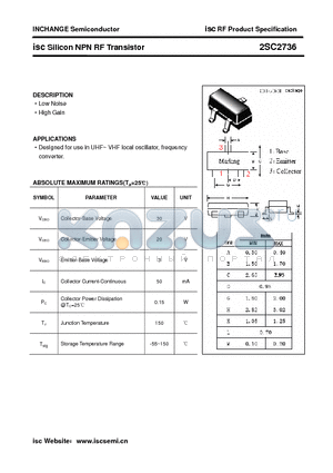 2SC2736 datasheet - isc Silicon NPN RF Transistor