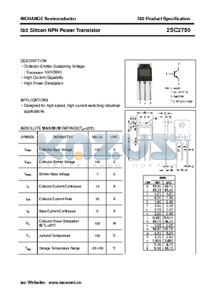 2SC2750 datasheet - isc Silicon NPN Power Transistor