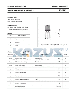 2SC2751 datasheet - Silicon NPN Power Transistors