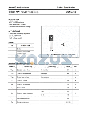 2SC2752 datasheet - Silicon NPN Power Transistors