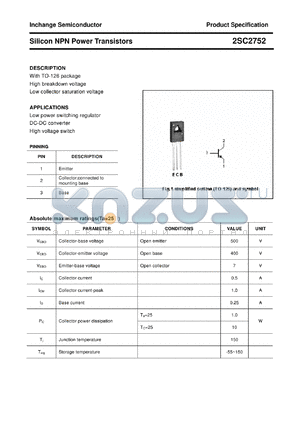 2SC2752 datasheet - Silicon NPN Power Transistors