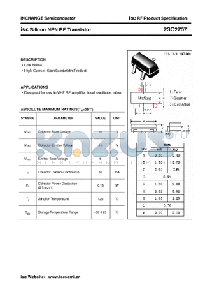 2SC2757 datasheet - isc Silicon NPN RF Transistor
