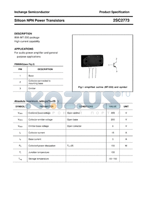 2SC2773 datasheet - Silicon NPN Power Transistors