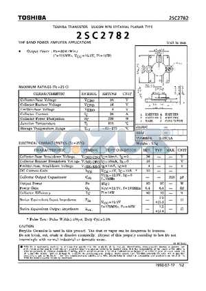 2SC2782 datasheet - TRANSISTOR (VHF BAND POWER AMPLIFIER APPLICATIONS)