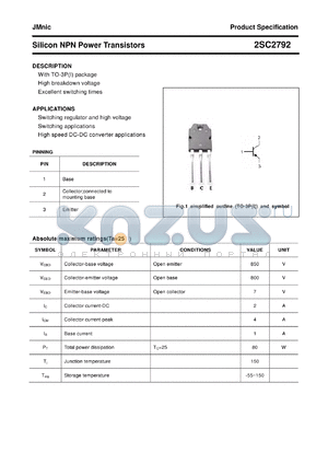 2SC2792 datasheet - Silicon NPN Power Transistors