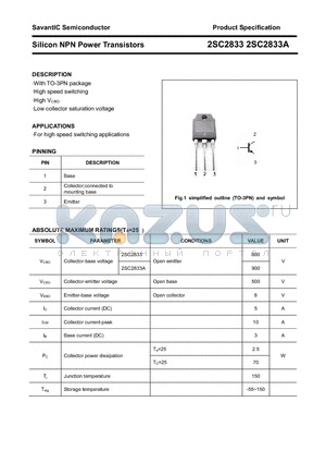 2SC2833 datasheet - Silicon NPN Power Transistors