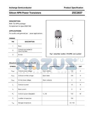 2SC2837 datasheet - Silicon NPN Power Transistors