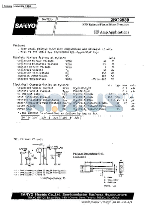 2SC2839 datasheet - HF Amp Applications