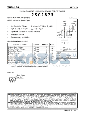 2SC2873 datasheet - TRANSISTOR (POWER AMPLIFIER, SWITCHING APPLICATIONS)