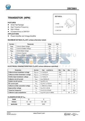 2SC2881 datasheet - TRANSISTOR (NPN)