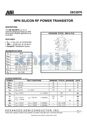 2SC2879 datasheet - NPN SILICON RF POWER TRANSISTOR